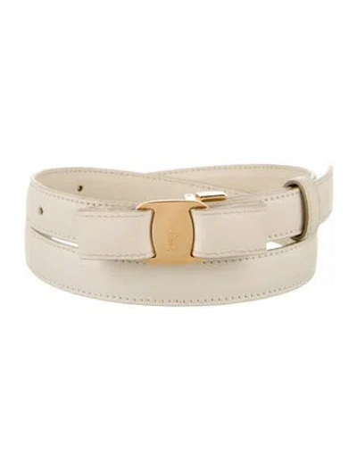 Pre-owned Ferragamo Skinny Leather Belt In Neutral
