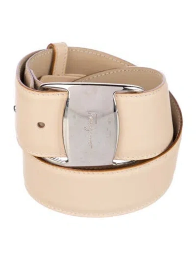 Pre-owned Ferragamo Skinny Leather Belt In Neutral