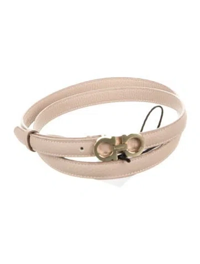 Pre-owned Ferragamo Skinny Leather Belt In Neutral