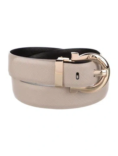 Pre-owned Ferragamo Skinny Leather Belt In Neutral