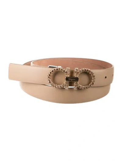Pre-owned Ferragamo Skinny Leather Belt In Neutrals