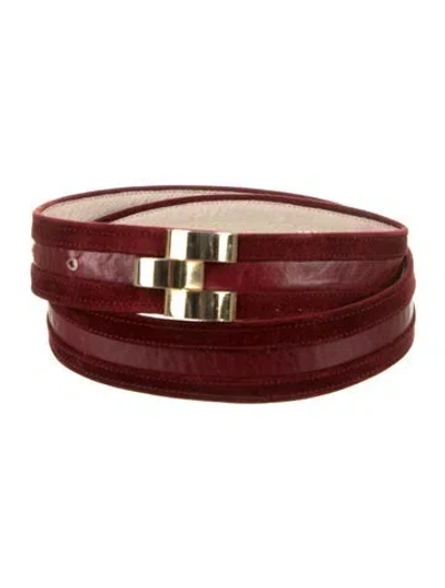 Pre-owned Ferragamo Skinny Leather Belt In Red