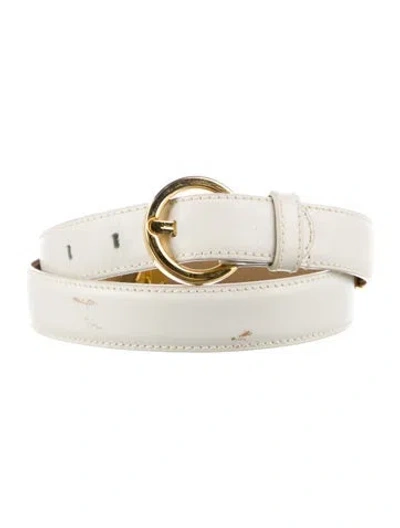 Pre-owned Ferragamo Skinny Leather Belt In White