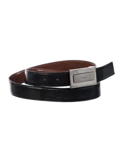 Pre-owned Ferragamo Skinny Leather Waist Belt In Black