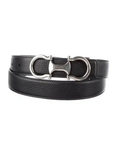 Pre-owned Ferragamo Skinny Leather Waist Belt In Black