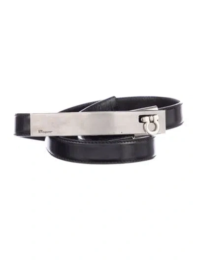 Pre-owned Ferragamo Skinny Leather Waist Belt In Black
