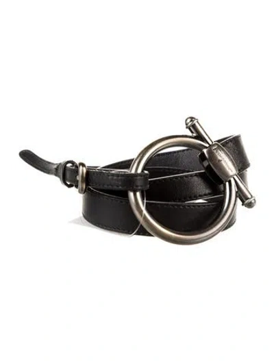 Pre-owned Ferragamo Skinny Leather Waist Belt In Black