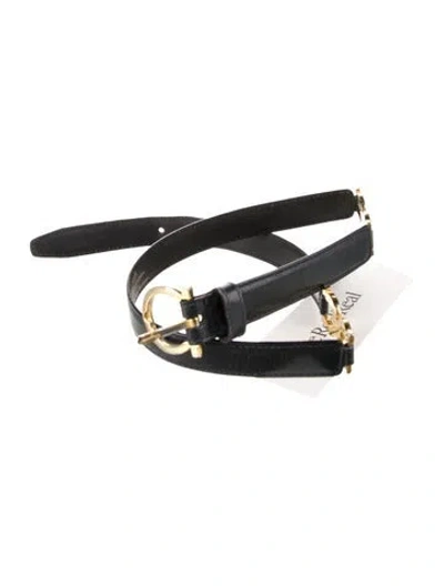 Pre-owned Ferragamo Skinny Leather Waist Belt In Black