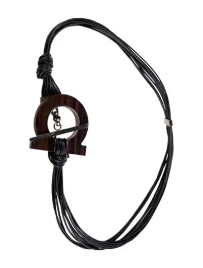 Pre-owned Ferragamo Skinny Leather Waist Belt In Black