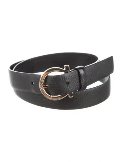 Pre-owned Ferragamo Skinny Leather Waist Belt In Black
