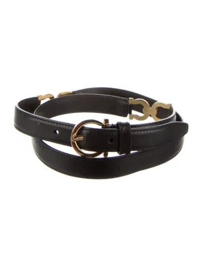 Pre-owned Ferragamo Skinny Leather Waist Belt In Black
