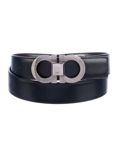 Pre-owned Ferragamo Skinny Leather Waist Belt In Black