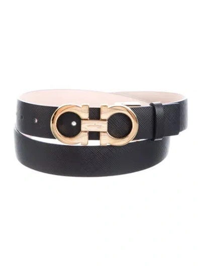 Pre-owned Ferragamo Skinny Leather Waist Belt In Black