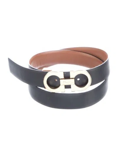Pre-owned Ferragamo Skinny Leather Waist Belt In Black
