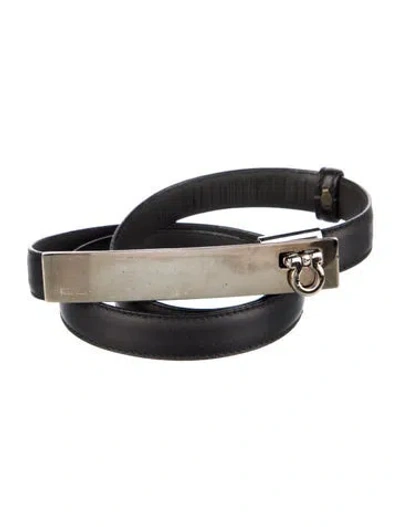 Pre-owned Ferragamo Skinny Leather Waist Belt In Black