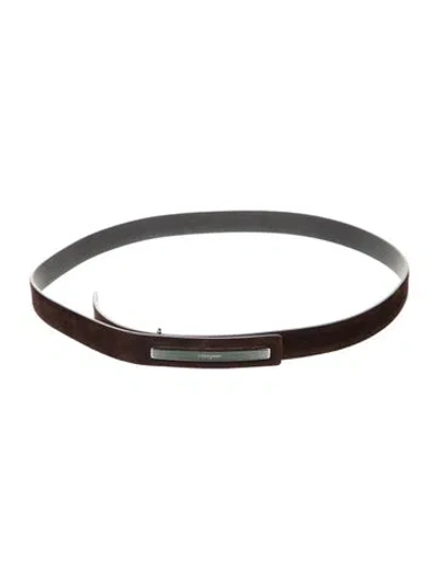 Pre-owned Ferragamo Skinny Leather Waist Belt In Brown