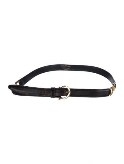 Pre-owned Ferragamo Skinny Leather Waist Belt In Brown