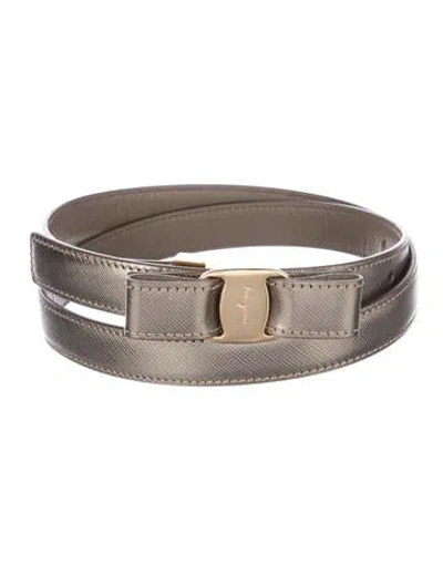 Pre-owned Ferragamo Skinny Leather Waist Belt In Neutral