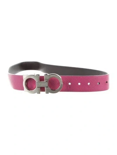 Pre-owned Ferragamo Skinny Leather Waist Belt In Purple