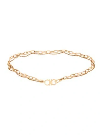 Pre-owned Ferragamo Skinny Metal Chain-link Belt In Gold