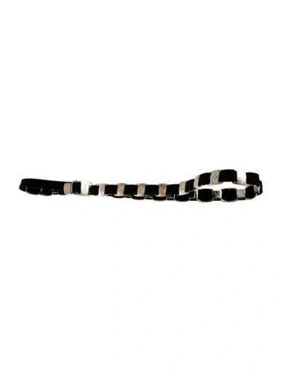 Pre-owned Ferragamo Skinny Metal Waist Belt In Black/silver