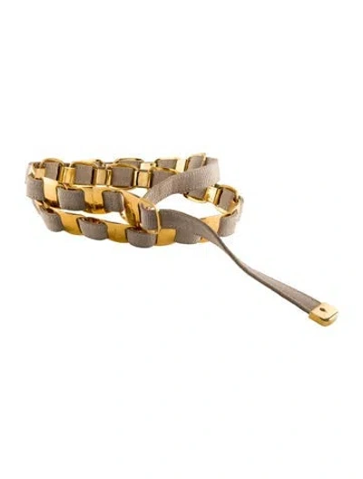 Pre-owned Ferragamo Skinny Metal Waist Belt In Gold
