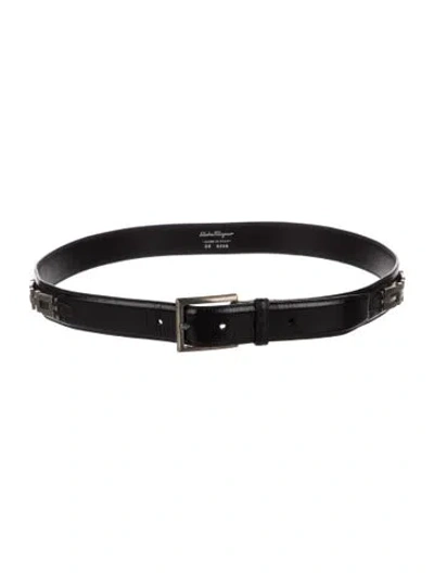 Pre-owned Ferragamo Skinny Patent Leather Belt In Black