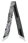 Ferragamo Skinny Silk Scarf In Black