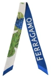 Ferragamo Skinny Silk Scarf In Blue