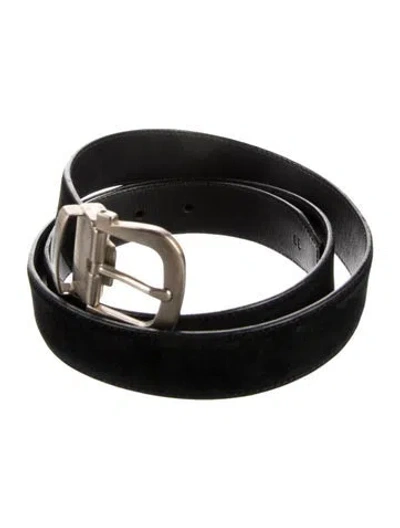 Pre-owned Ferragamo Skinny Suede Belt Kit In Black