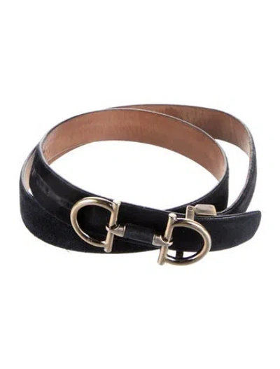 Pre-owned Ferragamo Skinny Suede Belt Kit In Blue