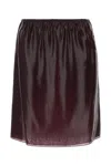 Ferragamo Stretchy Waistband Shiny Short Skirt In Oxblood