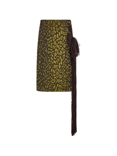 Ferragamo Skirt With Flower Detail In Brown