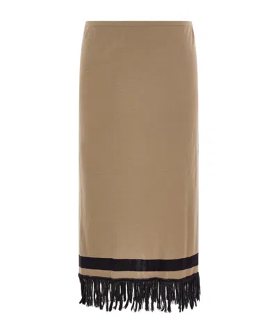 Ferragamo Skirt With Fringe Detail In Burgundy