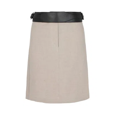 Pre-owned Ferragamo Skirt With Removable Leather Belt 'beige' | Tan | Women's Size 46 In Brown