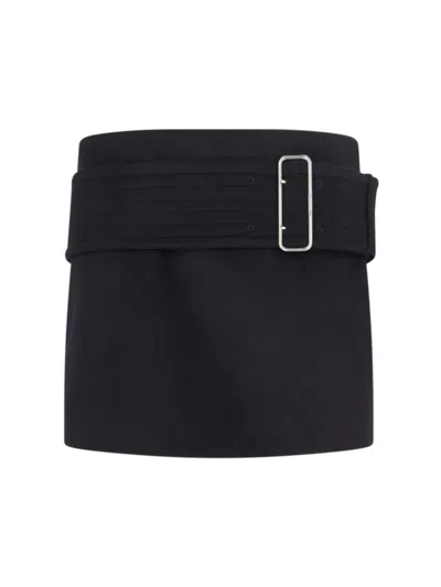 Ferragamo Belted Straight Mini Skirt In Black