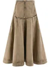 Ferragamo Flared Denim Skirt In Brown