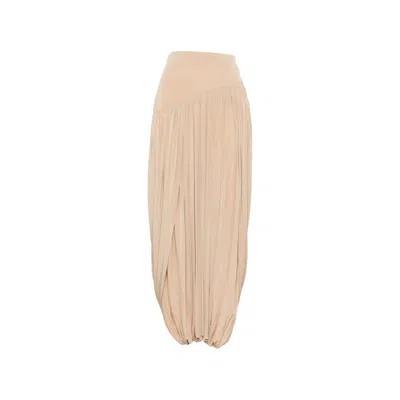 Ferragamo Draped Curved Maxi Skirt In Neutral