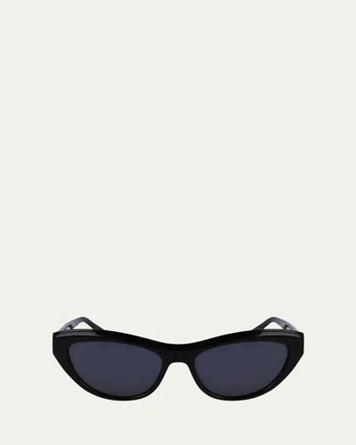 Ferragamo Sleek Logo Acetate Cat-eye Sunglasses In Black