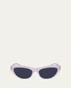 Ferragamo Sleek Logo Acetate Cat-eye Sunglasses In Opaline Pink
