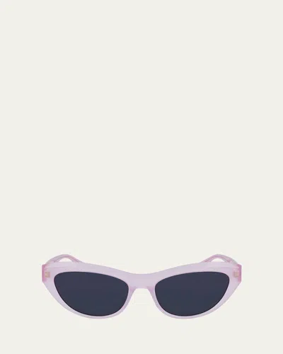 Ferragamo Sleek Logo Acetate Cat-eye Sunglasses In Opaline Pink