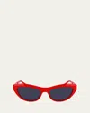 Ferragamo Sleek Logo Acetate Cat-eye Sunglasses In Red