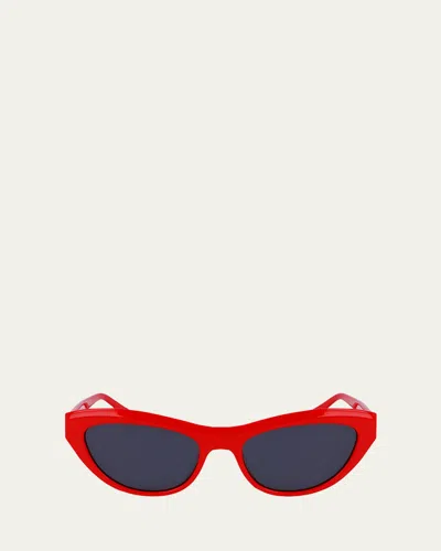 Ferragamo Sleek Logo Acetate Cat-eye Sunglasses In Red