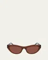 Ferragamo Sf 1103s 232 55mm Womens Cat-eye Sunglasses In Transparent Brown
