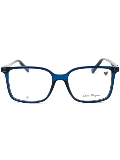 Ferragamo Sleek Rectangular Eyeglasses For Men In Blue