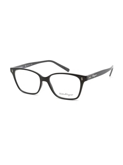Ferragamo Sleek Rectangular Eyeglasses For Women In Black