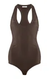 Ferragamo Sleeveless Brief-bottom Bodysuit In Dark Grey
