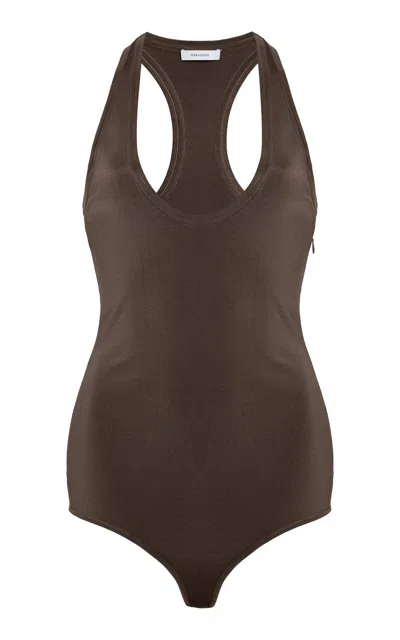 Ferragamo Sleeveless Brief-bottom Bodysuit In Dark Grey