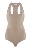 Ferragamo Sleeveless Brief-bottom Bodysuit In Khaki