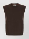 Ferragamo Chocolate Stretch Wool Blend Sleeveless Sweater In Brown
